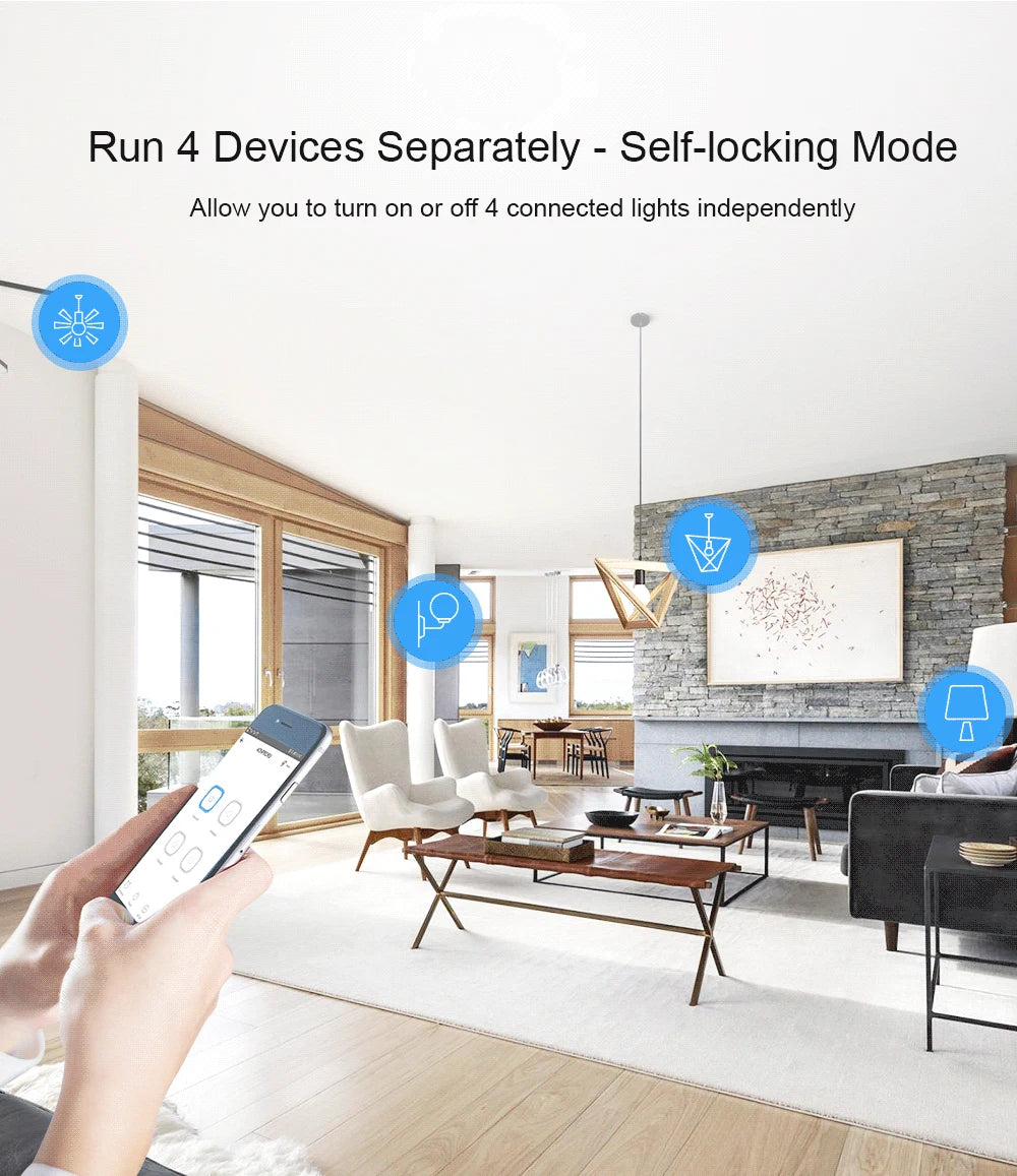 Itead SONOFF 4CH R3/ 4CH PRO R3 Wifi Switch Module 4 Gang Wi-Fi DIY Smart Switch APP Voice Control Smart Home Works With Alexa