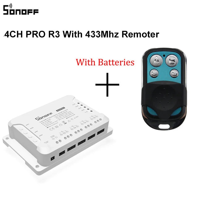 Itead SONOFF 4CH R3/ 4CH PRO R3 Wifi Switch Module 4 Gang Wi-Fi DIY Smart Switch APP Voice Control Smart Home Works With Alexa