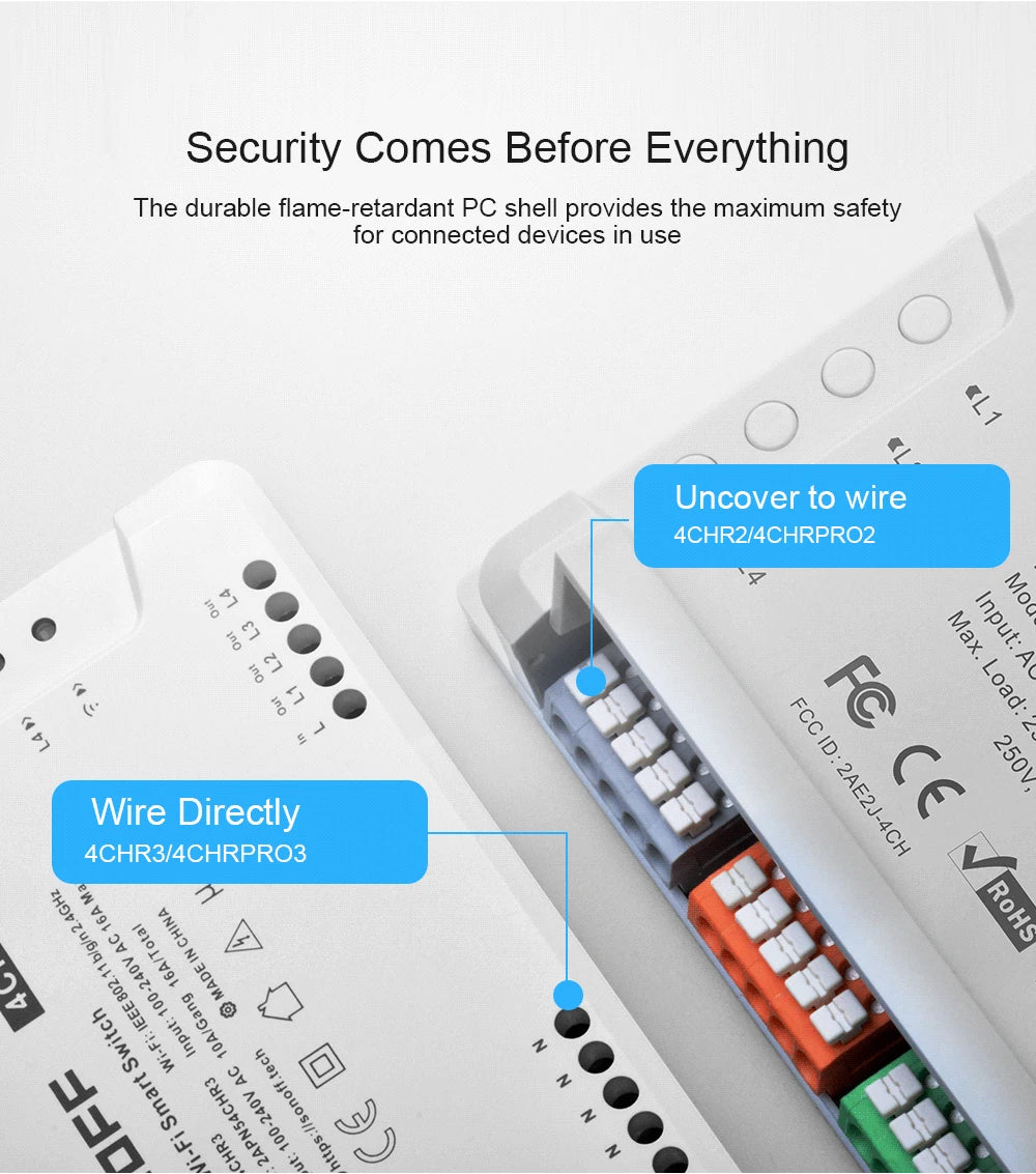 Itead SONOFF 4CH R3/ 4CH PRO R3 Wifi Switch Module 4 Gang Wi-Fi DIY Smart Switch APP Voice Control Smart Home Works With Alexa