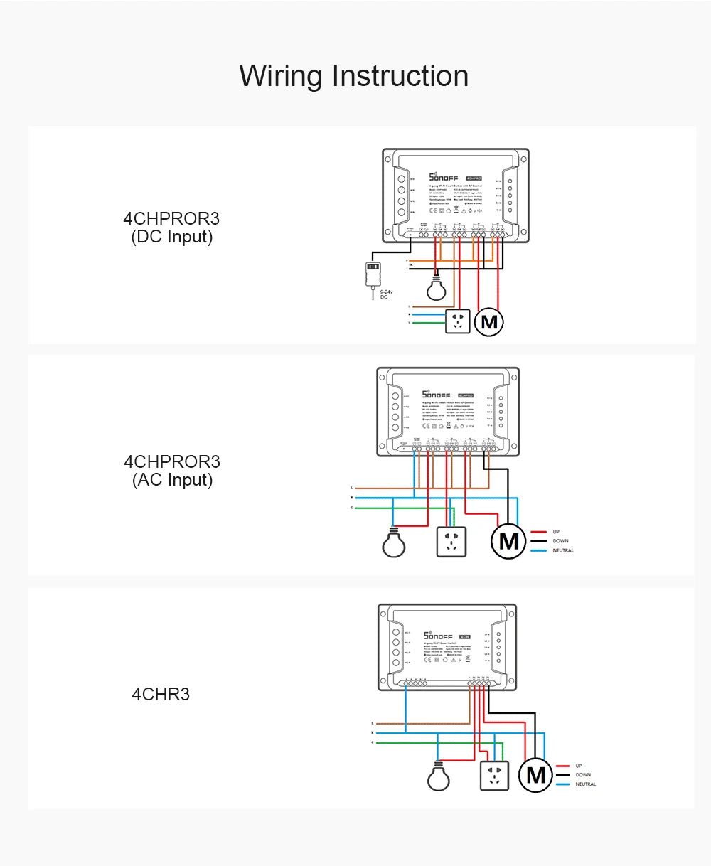 Itead SONOFF 4CH R3/ 4CH PRO R3 Wifi Switch Module 4 Gang Wi-Fi DIY Smart Switch APP Voice Control Smart Home Works With Alexa