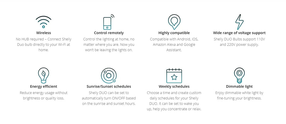 Shelly Duo Rgbw/White 9W WiFi Smart Light LED Bulb  Work with Alexa/Google Home 220-240V Dimmable Timer Function Magic Bulb