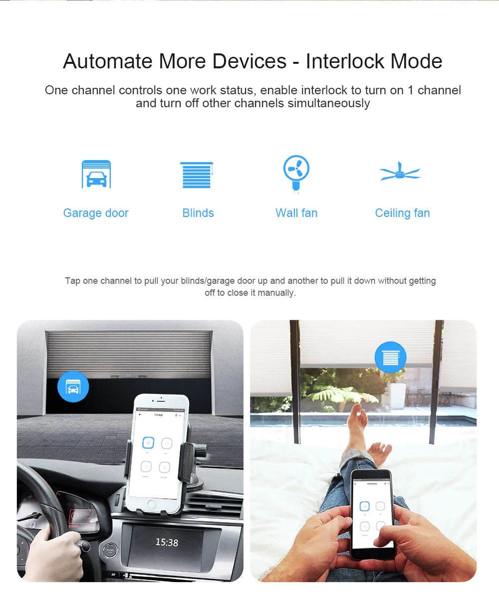 Itead SONOFF 4CH R3/ 4CH PRO R3 Wifi Switch Module 4 Gang Wi-Fi DIY Smart Switch APP Voice Control Smart Home Works With Alexa