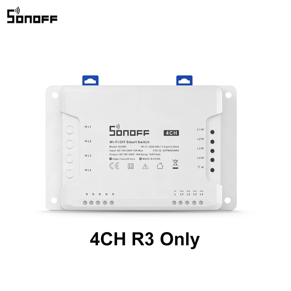 Itead SONOFF 4CH R3/ 4CH PRO R3 Wifi Switch Module 4 Gang Wi-Fi DIY Smart Switch APP Voice Control Smart Home Works With Alexa