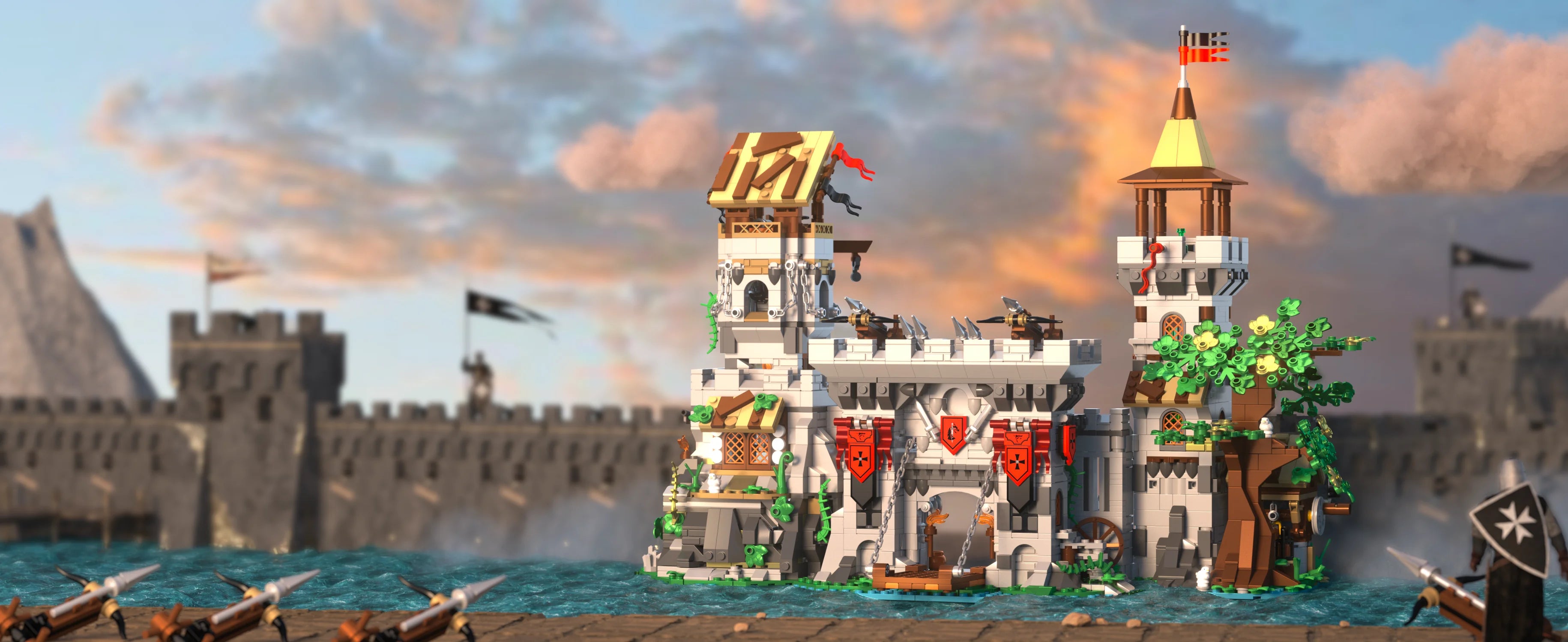 2568PCS Holy Spirit Knight's Fortress Building Blocks MOC Street View Bricks Model Toys Desktop Ornament Kids Adult Holiday Gift