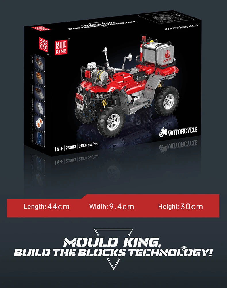 Mould King 23003 Technical Car Toys The RC ATV FireFighting Vehicle Building Block Assembly Motorcycle Set Kids Christmas Gift