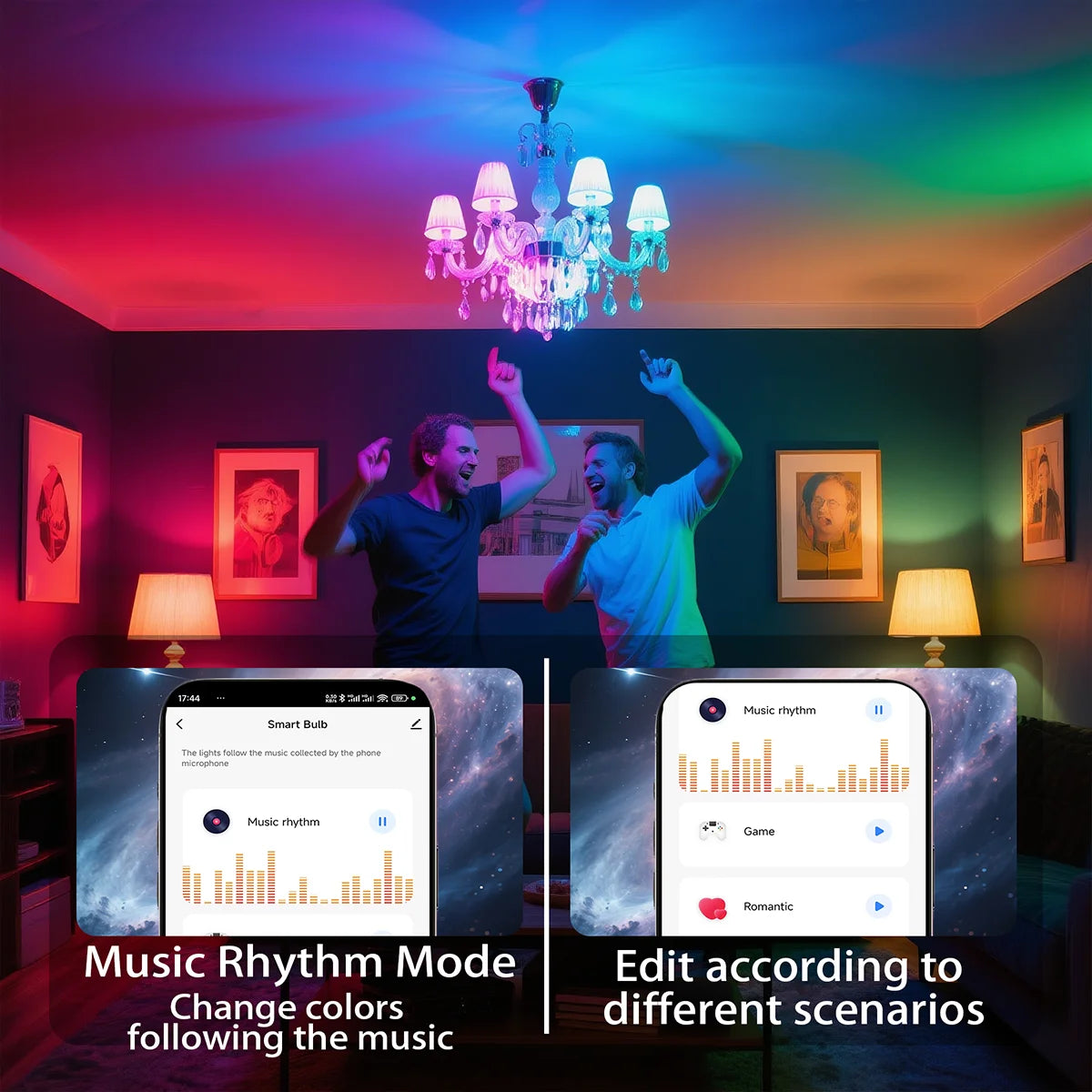 4pcs, Smart RGBCW LED Bulb, Dimmable Color Changing, Music Sync, App Control, Smart Home Light for Bedroom Living Room