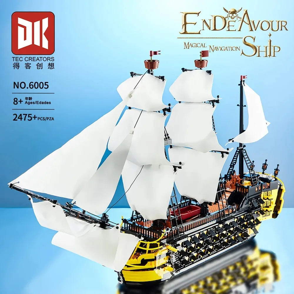 Caribbean Pirate Ship Endeavour Building Blocks Movie Game Sailing Battleship Assembly DIY Toys for Boys Christmas Gift 2475pcs