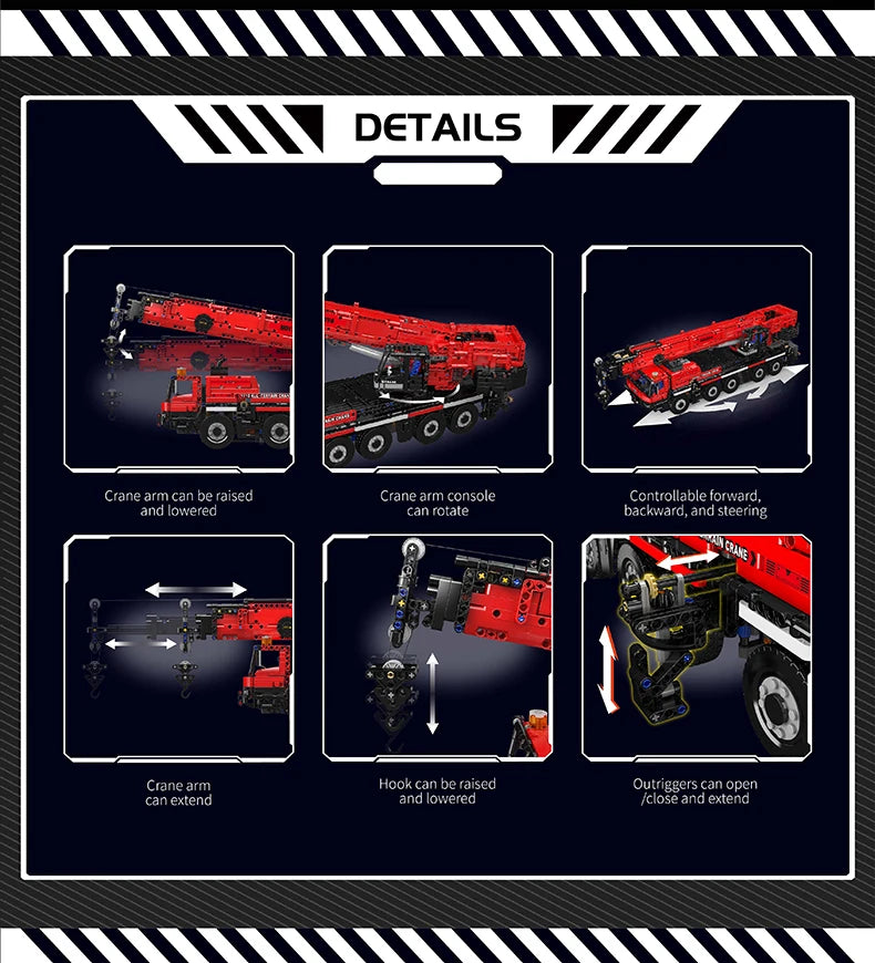 Mould King 17073 17074 Technical Car Toys The RC LTM 1110 Crane Building Block Engineering Truck Brick Set Kids Christmas Gift