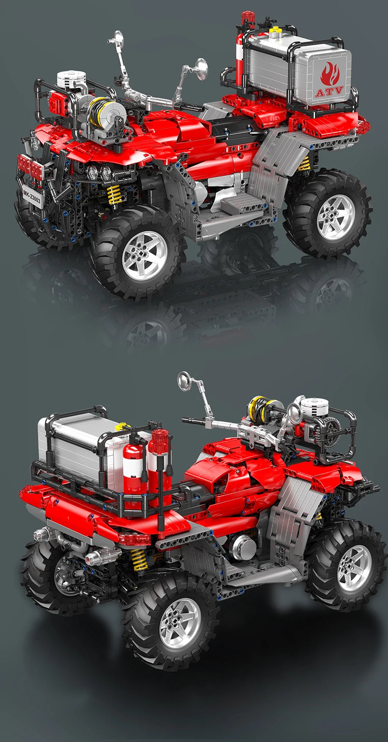 Mould King 23003 Technical Car Toys The RC ATV FireFighting Vehicle Building Block Assembly Motorcycle Set Kids Christmas Gift