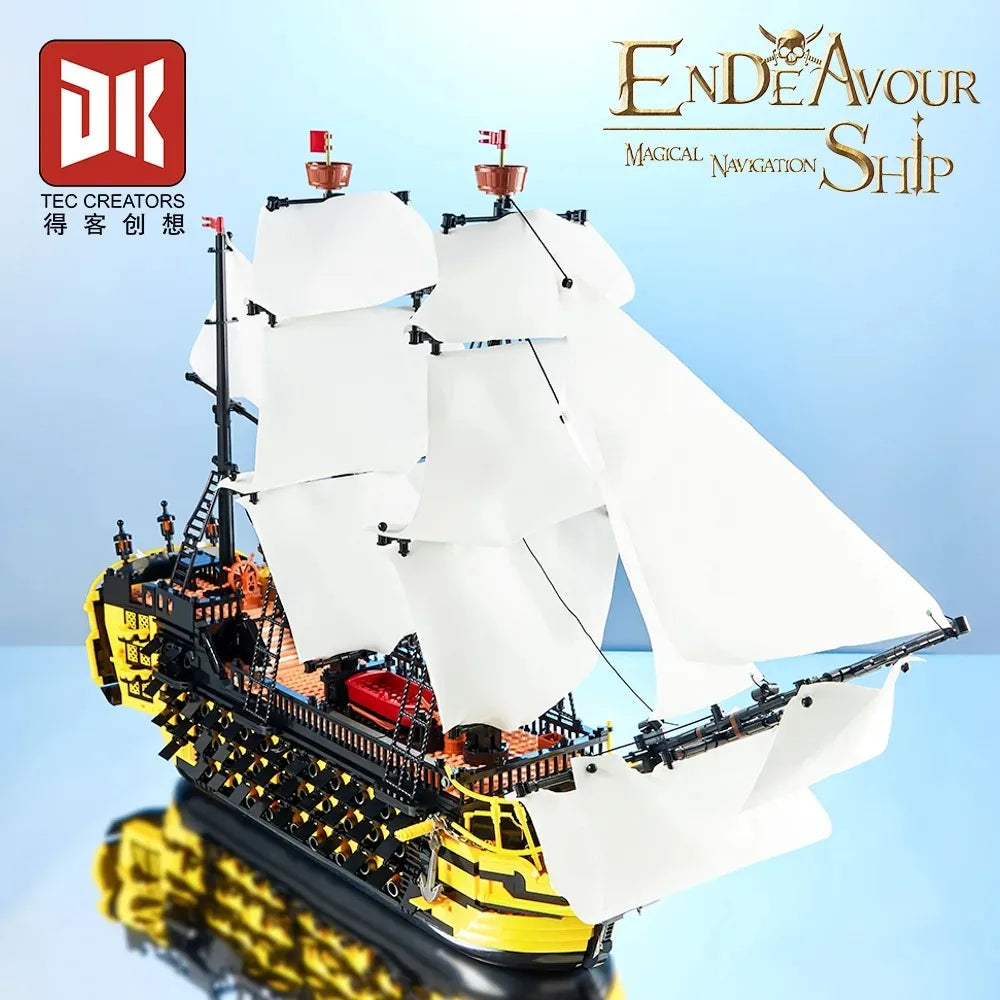 Caribbean Pirate Ship Endeavour Building Blocks Movie Game Sailing Battleship Assembly DIY Toys for Boys Christmas Gift 2475pcs