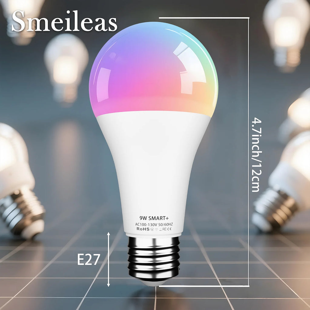 4pcs, Smart RGBCW LED Bulb, Dimmable Color Changing, Music Sync, App Control, Smart Home Light for Bedroom Living Room