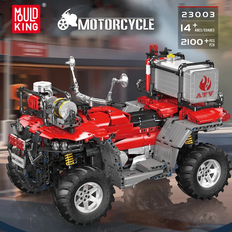 Mould King 23003 Technical Car Toys The RC ATV FireFighting Vehicle Building Block Assembly Motorcycle Set Kids Christmas Gift