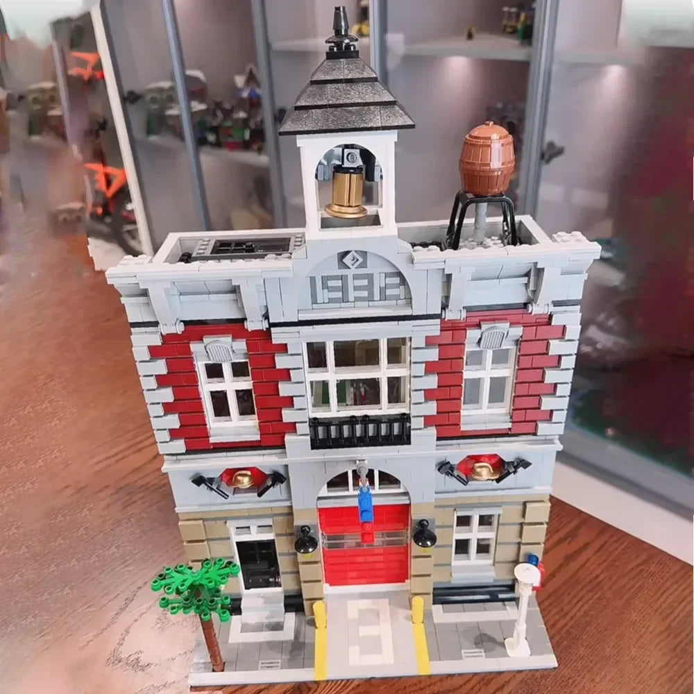 Creative Expert Brick Bank Cafe Corner Model MOC Street View House Building Blocks Toys Pet Book Shop Town Hall Downtown Diner