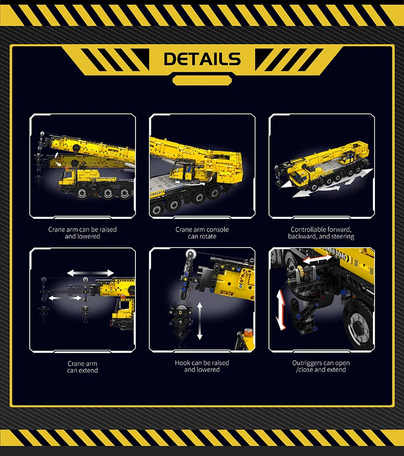 Mould King 17073 17074 Technical Car Toys The RC LTM 1110 Crane Building Block Engineering Truck Brick Set Kids Christmas Gift