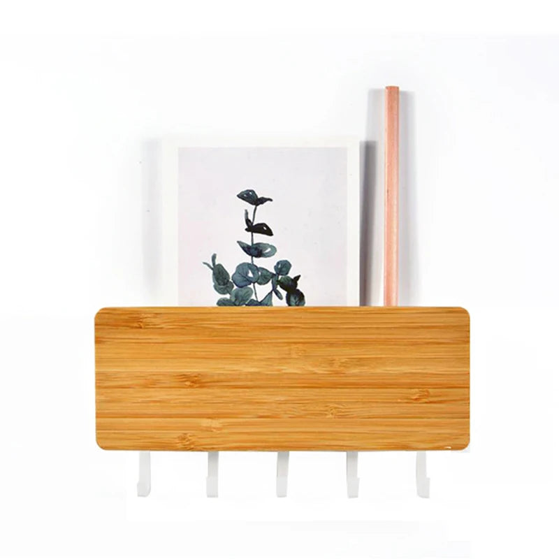Wall Hanging Bamboo Key Hanger Holder Wall Organizer Rectangle Key Rack Hooks Coat Hooks Home Decoration Coat Hanger 2030