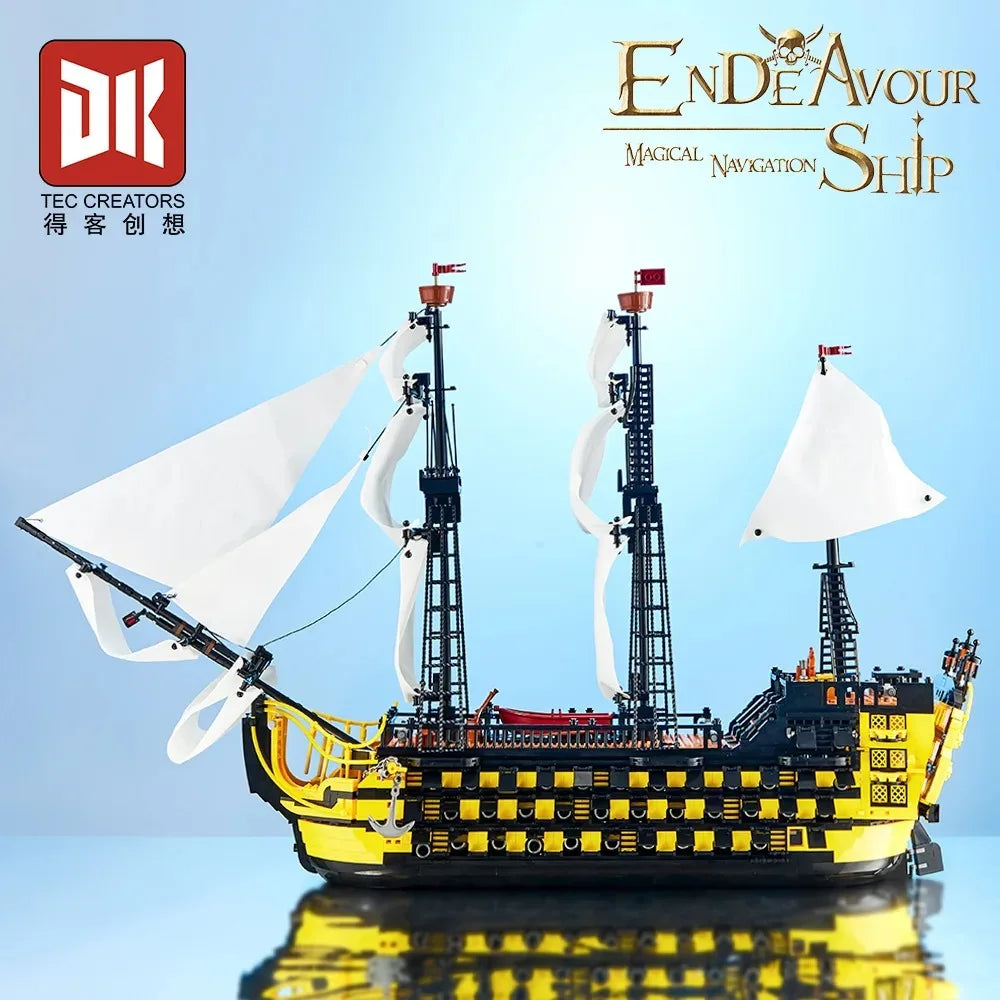 Caribbean Pirate Ship Endeavour Building Blocks Movie Game Sailing Battleship Assembly DIY Toys for Boys Christmas Gift 2475pcs