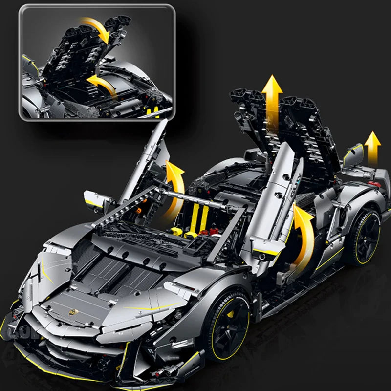 3392PCS Lamb One-Off Sports Car Building Blocks 1:8 Scale Speed Racing Vehicle Model Kit Assembly Toys for Boys Kid Collect Gift
