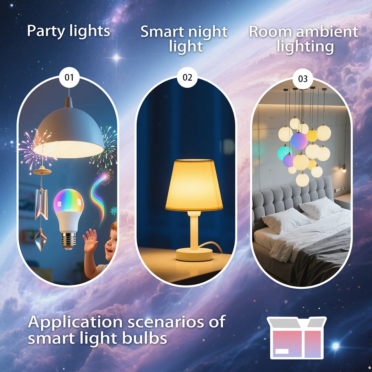 4pcs, Smart RGBCW LED Bulb, Dimmable Color Changing, Music Sync, App Control, Smart Home Light for Bedroom Living Room