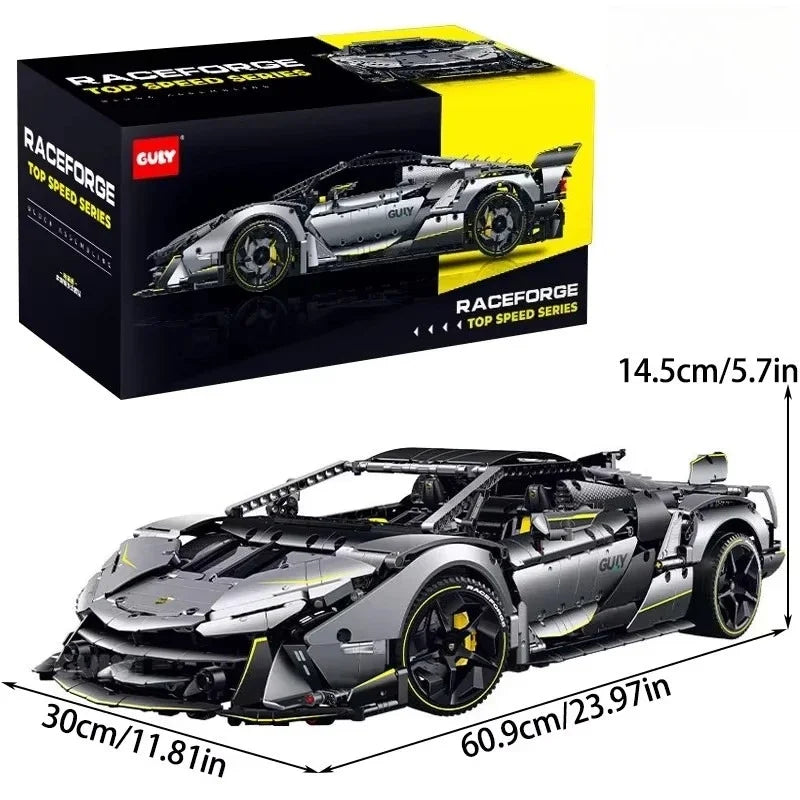 3392PCS Lamb One-Off Sports Car Building Blocks 1:8 Scale Speed Racing Vehicle Model Kit Assembly Toys for Boys Kid Collect Gift