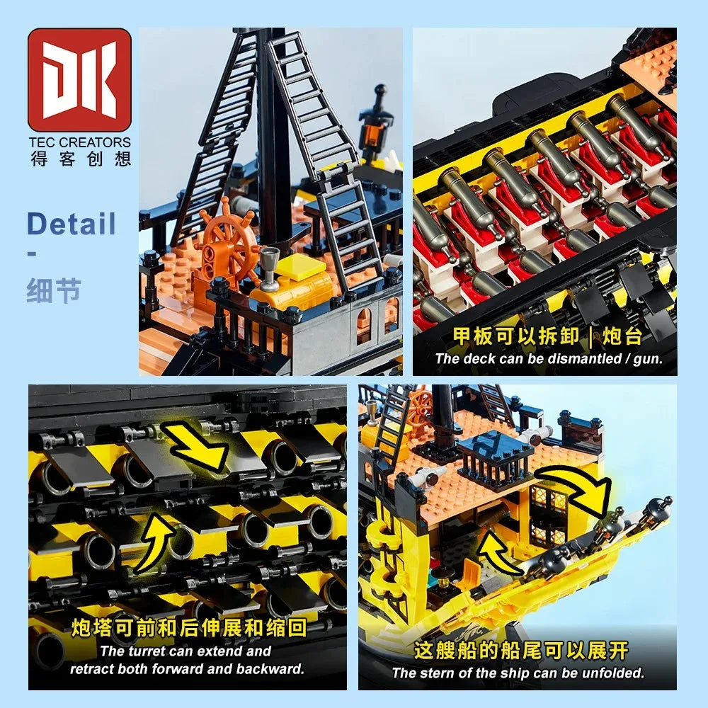 Caribbean Pirate Ship Endeavour Building Blocks Movie Game Sailing Battleship Assembly DIY Toys for Boys Christmas Gift 2475pcs