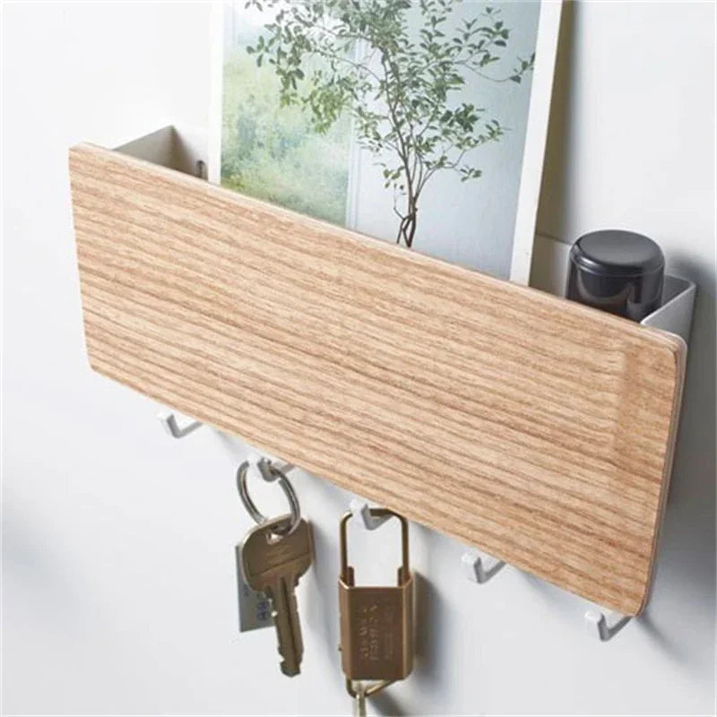 Wall Hanging Bamboo Key Hanger Holder Wall Organizer Rectangle Key Rack Hooks Coat Hooks Home Decoration Coat Hanger 2030