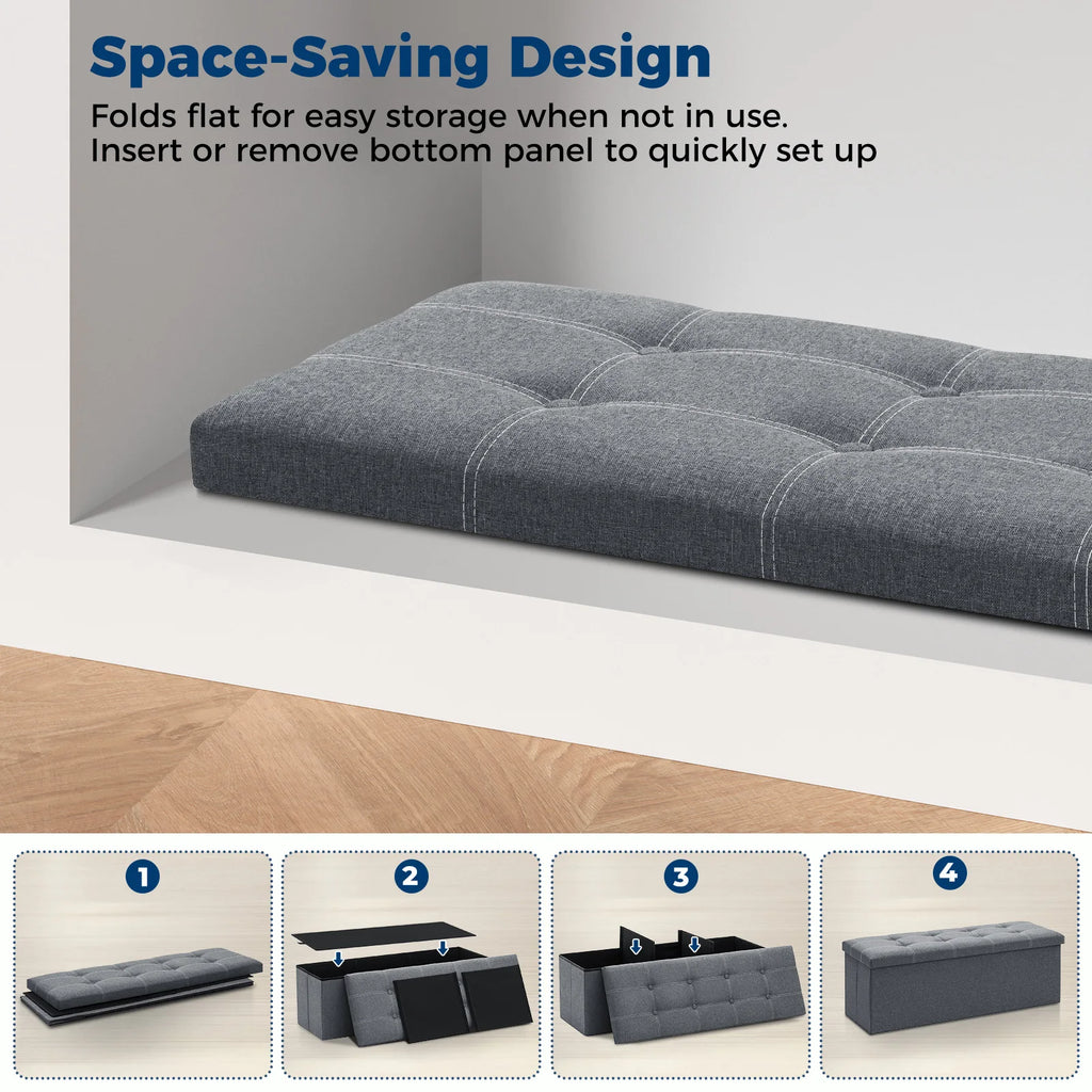 Foldable Stool Ottoman Storage Bench Chest Seat Organizer Box Multifunctional Home Furniture for Living Room