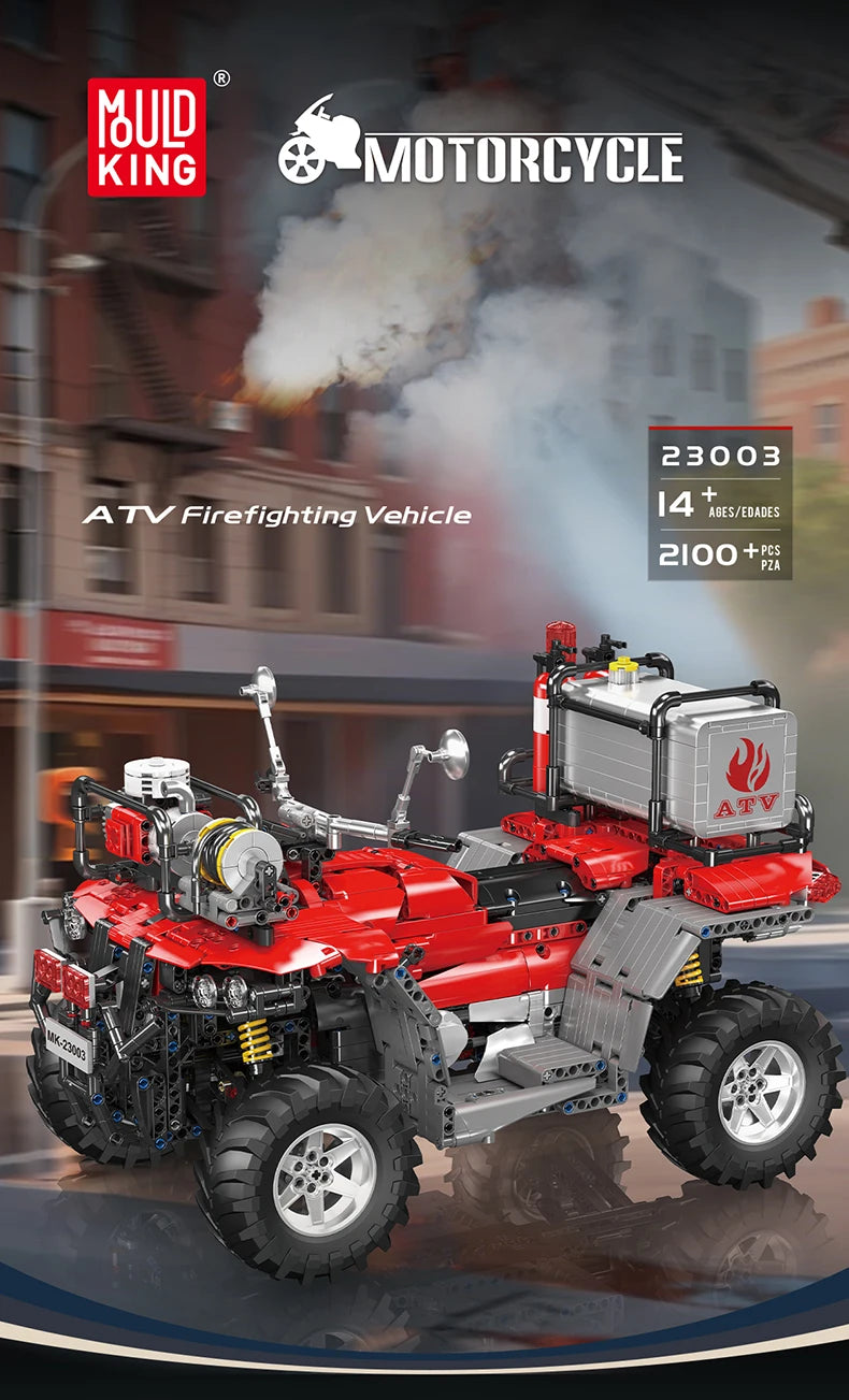 Mould King 23003 Technical Car Toys The RC ATV FireFighting Vehicle Building Block Assembly Motorcycle Set Kids Christmas Gift