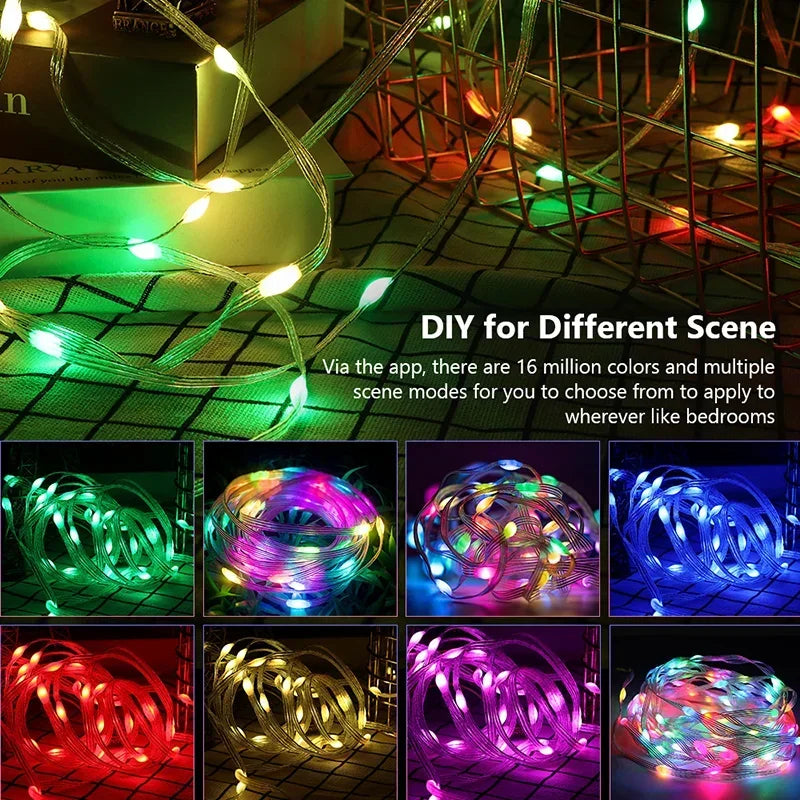 Smart Light String RGB Led Strip Bluetooth DIY Dreamcolor Fairy Light Christmas Tree Garland Light Waterproof Party Room Decor