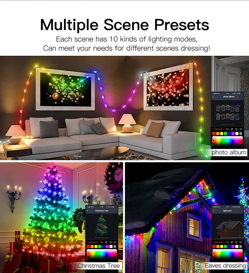 Smart Light String RGB Led Strip Bluetooth DIY Dreamcolor Fairy Light Christmas Tree Garland Light Waterproof Party Room Decor