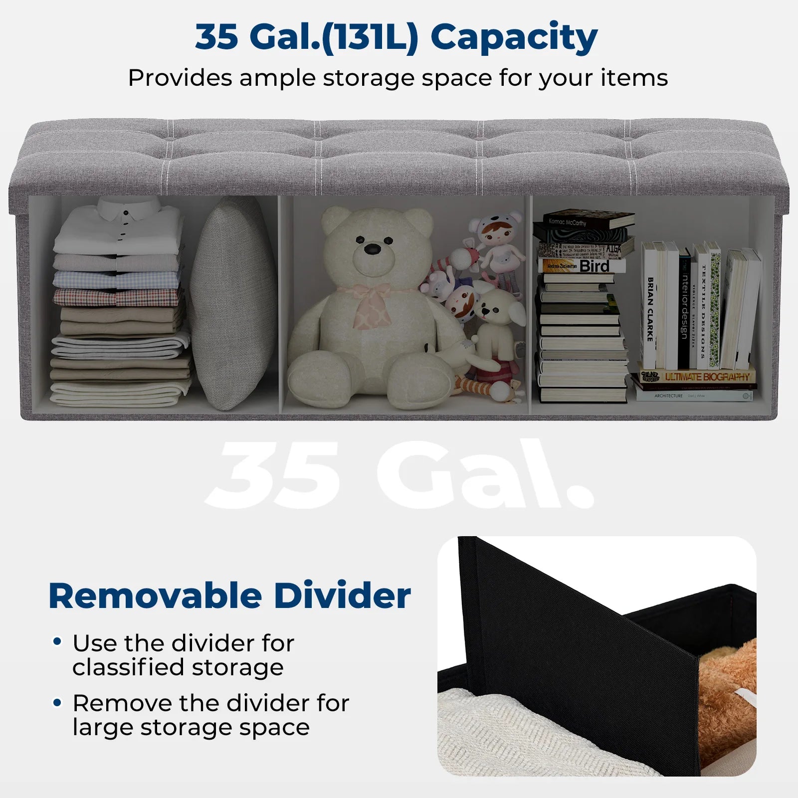 Foldable Stool Ottoman Storage Bench Chest Seat Organizer Box Multifunctional Home Furniture for Living Room