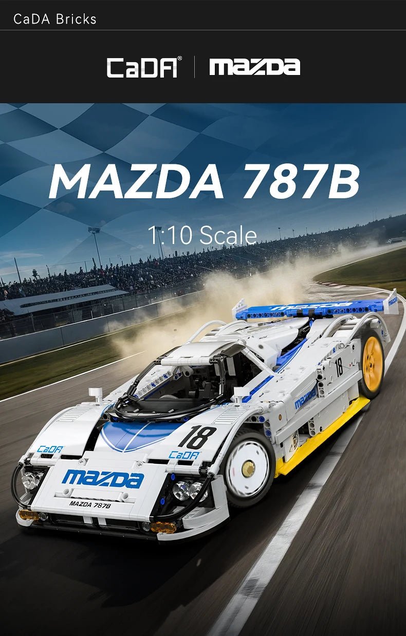 CaDA 1:10 Mazda 787B Technical Racing Car C42 Sports Car Model Building Blocks City Endurance Sports-Car Bricks Toys Kid Gifts ﻿