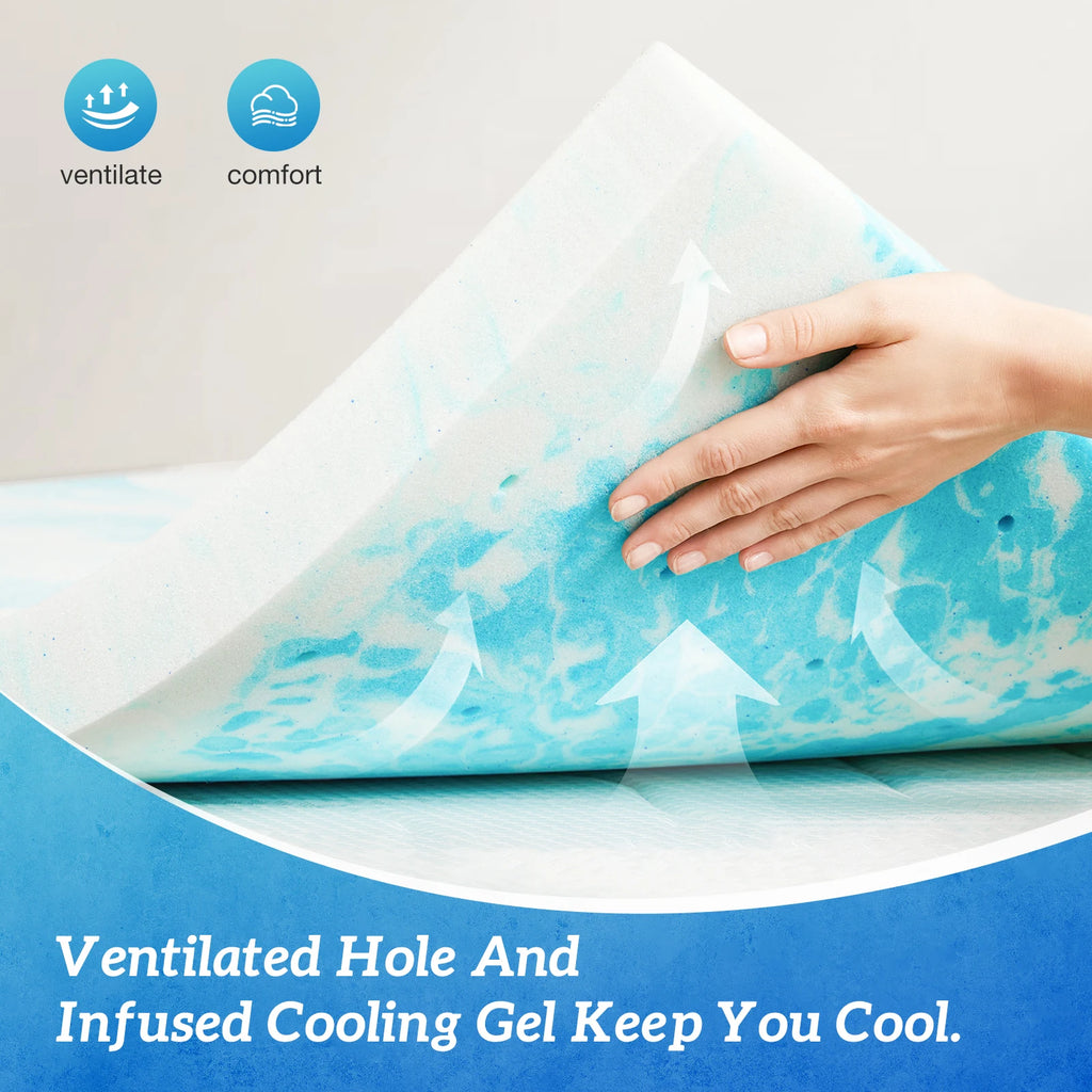 MCQ 2 Inch Soft Bed Mattress Full Size Memory Foam Gel Breathable Cooling Mattress Soft Bed Topper Home Bedroom Furniture