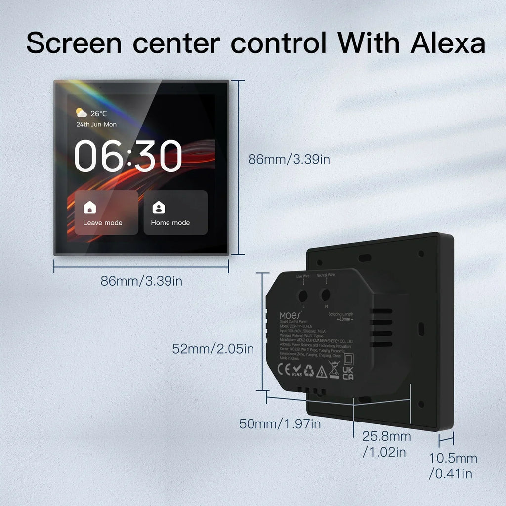 MOES Tuya wifi Multi-functional Touch Screen Control Panel 4-inch in-wall Central Controllr for Intelligent Scenes Smart Home
