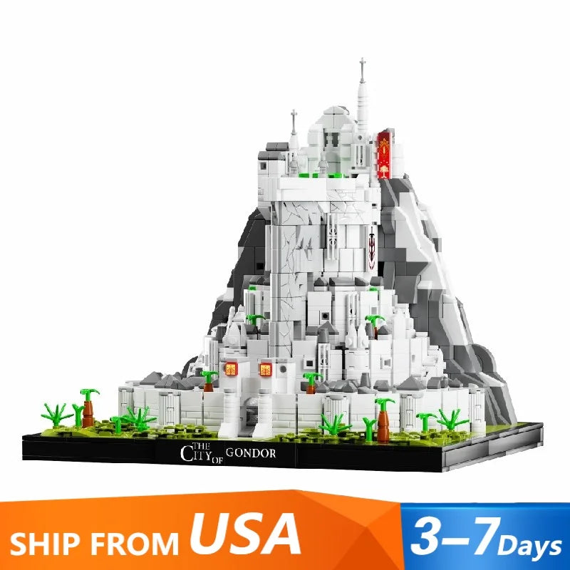 2211PCS Movie Rings Minas White City Tirith Building Blocks Street View Castle Modular Architecture Model  Puzzle Toys Kid Gifts