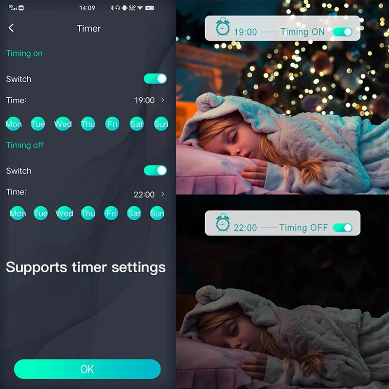 Smart Light String RGB Led Strip Bluetooth DIY Dreamcolor Fairy Light Christmas Tree Garland Light Waterproof Party Room Decor
