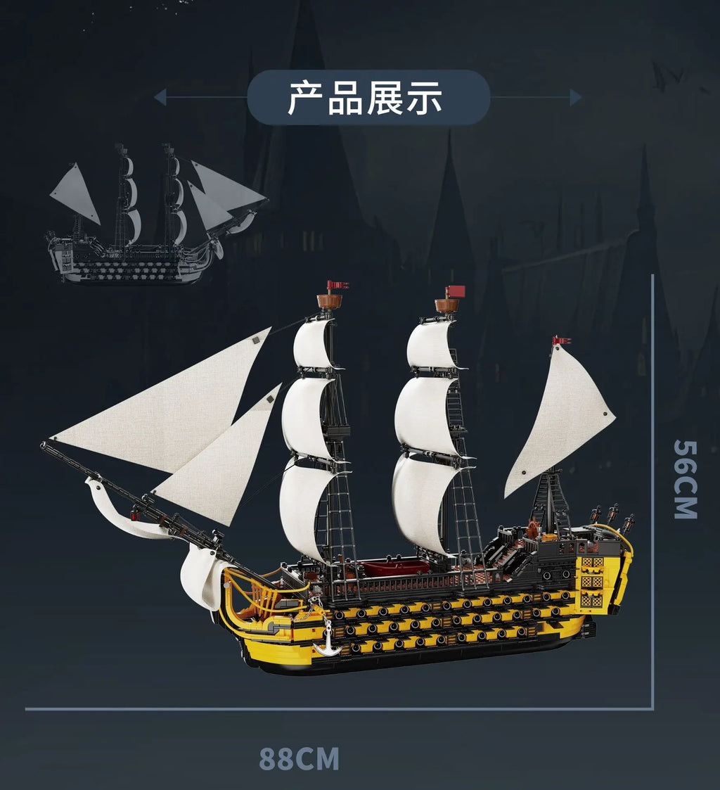 Caribbean Pirate Ship Endeavour Building Blocks Movie Game Sailing Battleship Assembly DIY Toys for Boys Christmas Gift 2475pcs
