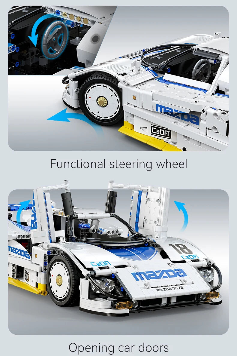 CaDA 1:10 Mazda 787B Technical Racing Car C42 Sports Car Model Building Blocks City Endurance Sports-Car Bricks Toys Kid Gifts ﻿
