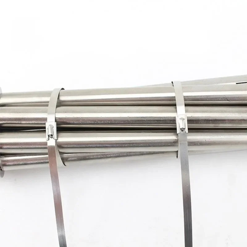Metal Cable Ties Stainless Steel Self Locking Fastening Rings Heavy Duty Cables Tie Strap Exhaust Wrap Organizer For Home Office