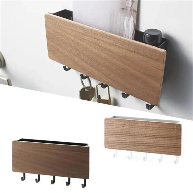 Wall Hanging Bamboo Key Hanger Holder Wall Organizer Rectangle Key Rack Hooks Coat Hooks Home Decoration Coat Hanger 2030