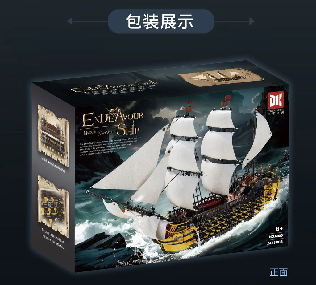 Caribbean Pirate Ship Endeavour Building Blocks Movie Game Sailing Battleship Assembly DIY Toys for Boys Christmas Gift 2475pcs