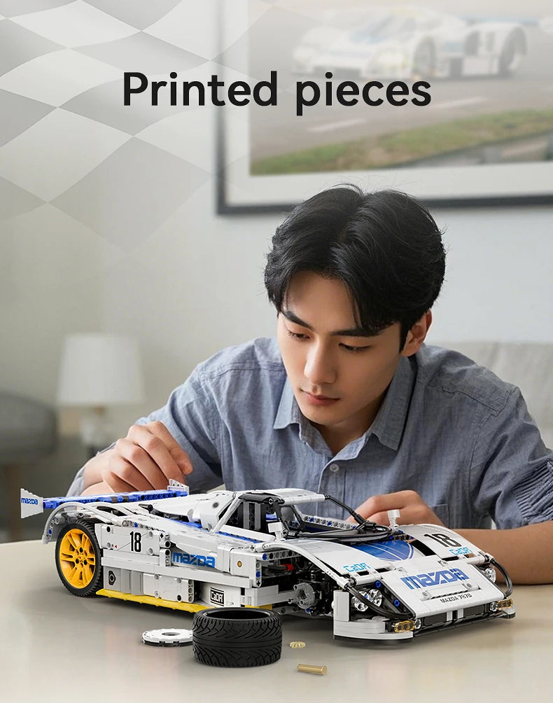 CaDA 1:10 Mazda 787B Technical Racing Car C42 Sports Car Model Building Blocks City Endurance Sports-Car Bricks Toys Kid Gifts ﻿