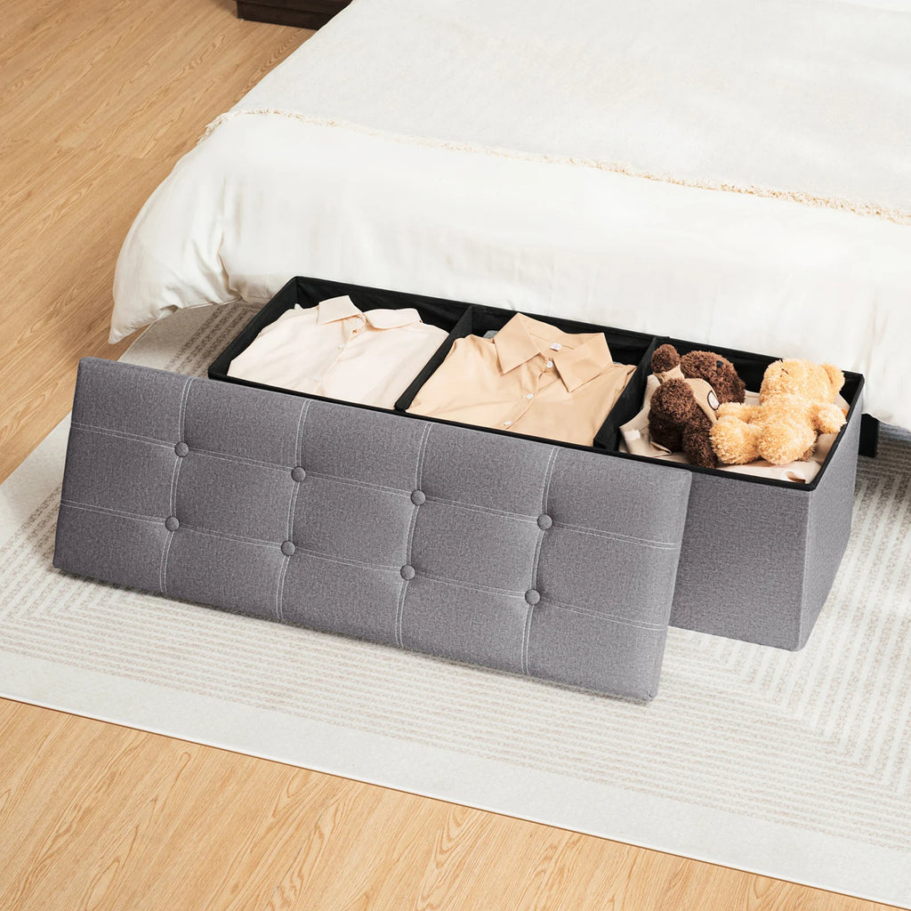 Foldable Stool Ottoman Storage Bench Chest Seat Organizer Box Multifunctional Home Furniture for Living Room