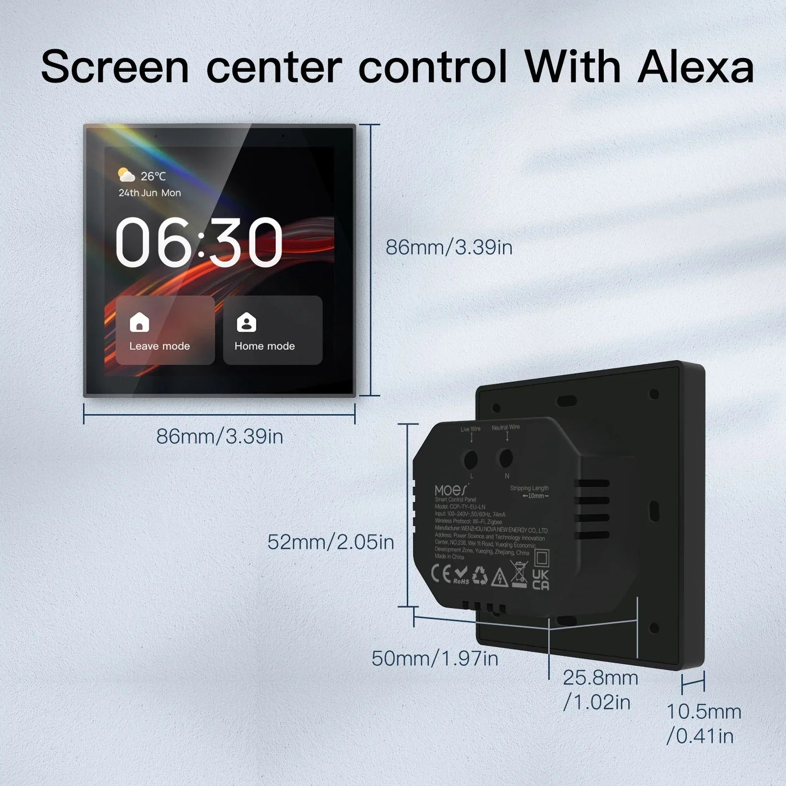 MOES Tuya wifi Multi-functional Touch Screen Control Panel 4-inch in-wall Central Controllr for Intelligent Scenes Smart Home