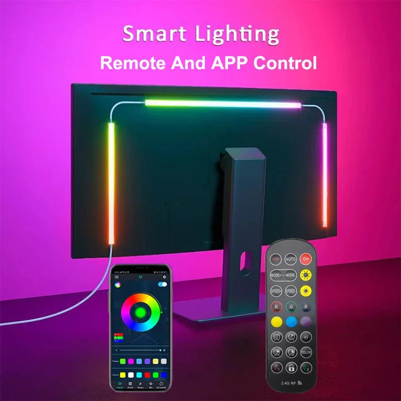 Smart LED Gaming Strip Light Computer Monitor Backlight Music Sync Strip Light RGBIC Light Screen USB Gaming Bedroom Decor Lamp