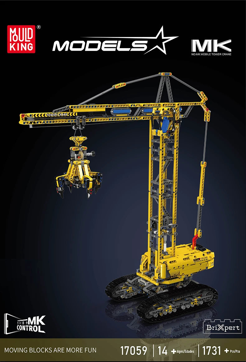 Mould King 17059 Technical Car Toys The RC Crawler Crane Building Block Engineering Truck Brick Model Set Kids Christmas Gift