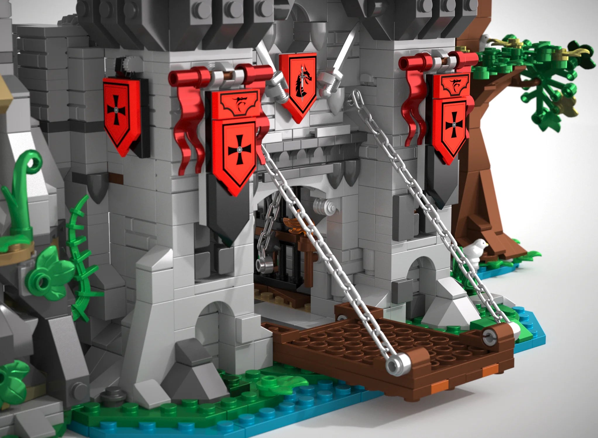 2568PCS Holy Spirit Knight's Fortress Building Blocks MOC Street View Bricks Model Toys Desktop Ornament Kids Adult Holiday Gift