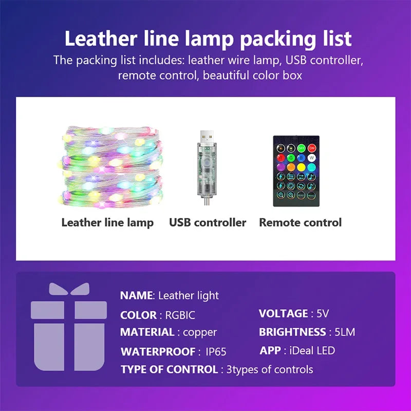 Smart Light String RGB Led Strip Bluetooth DIY Dreamcolor Fairy Light Christmas Tree Garland Light Waterproof Party Room Decor