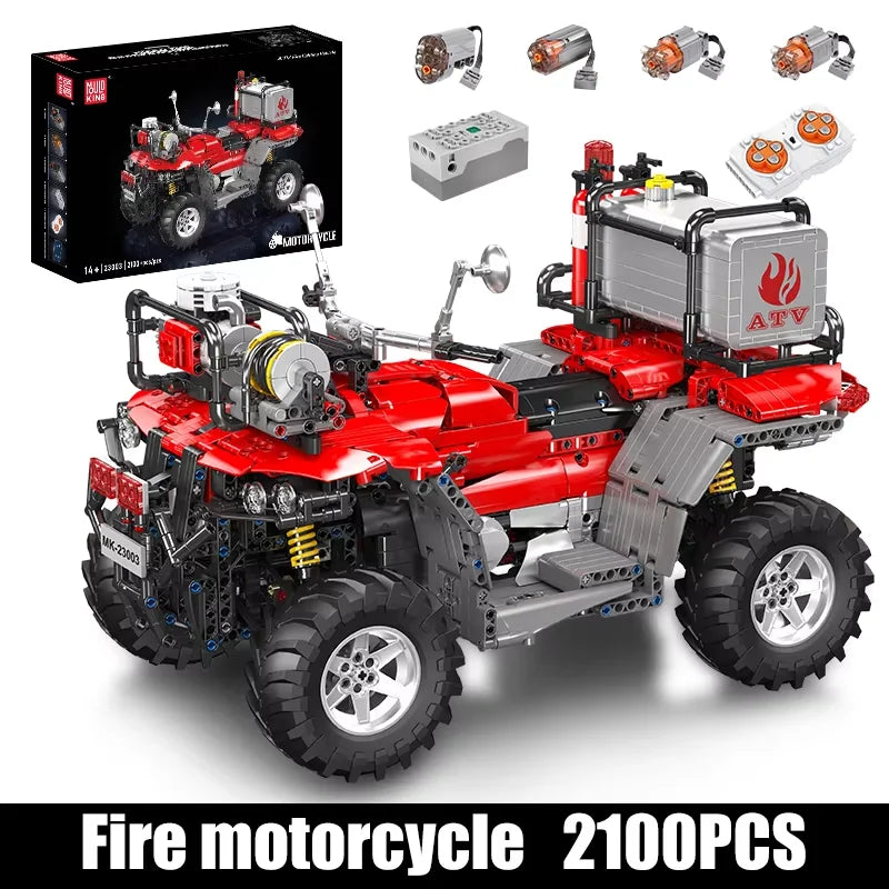 Mould King 23003 Technical Car Toys The RC ATV FireFighting Vehicle Building Block Assembly Motorcycle Set Kids Christmas Gift