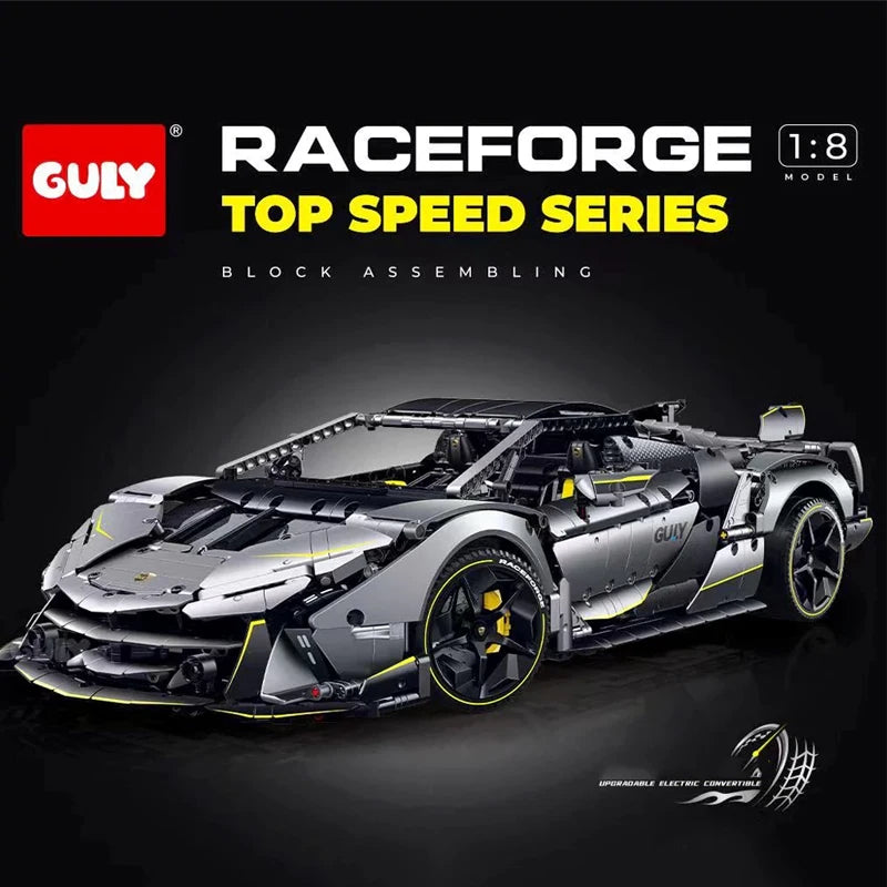 3392PCS Lamb One-Off Sports Car Building Blocks 1:8 Scale Speed Racing Vehicle Model Kit Assembly Toys for Boys Kid Collect Gift