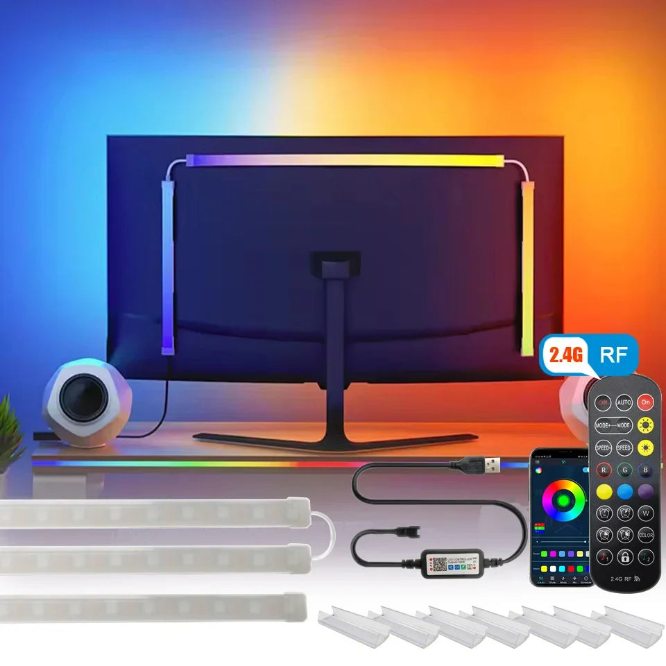 Smart LED Gaming Strip Light Computer Monitor Backlight Music Sync Strip Light RGBIC Light Screen USB Gaming Bedroom Decor Lamp